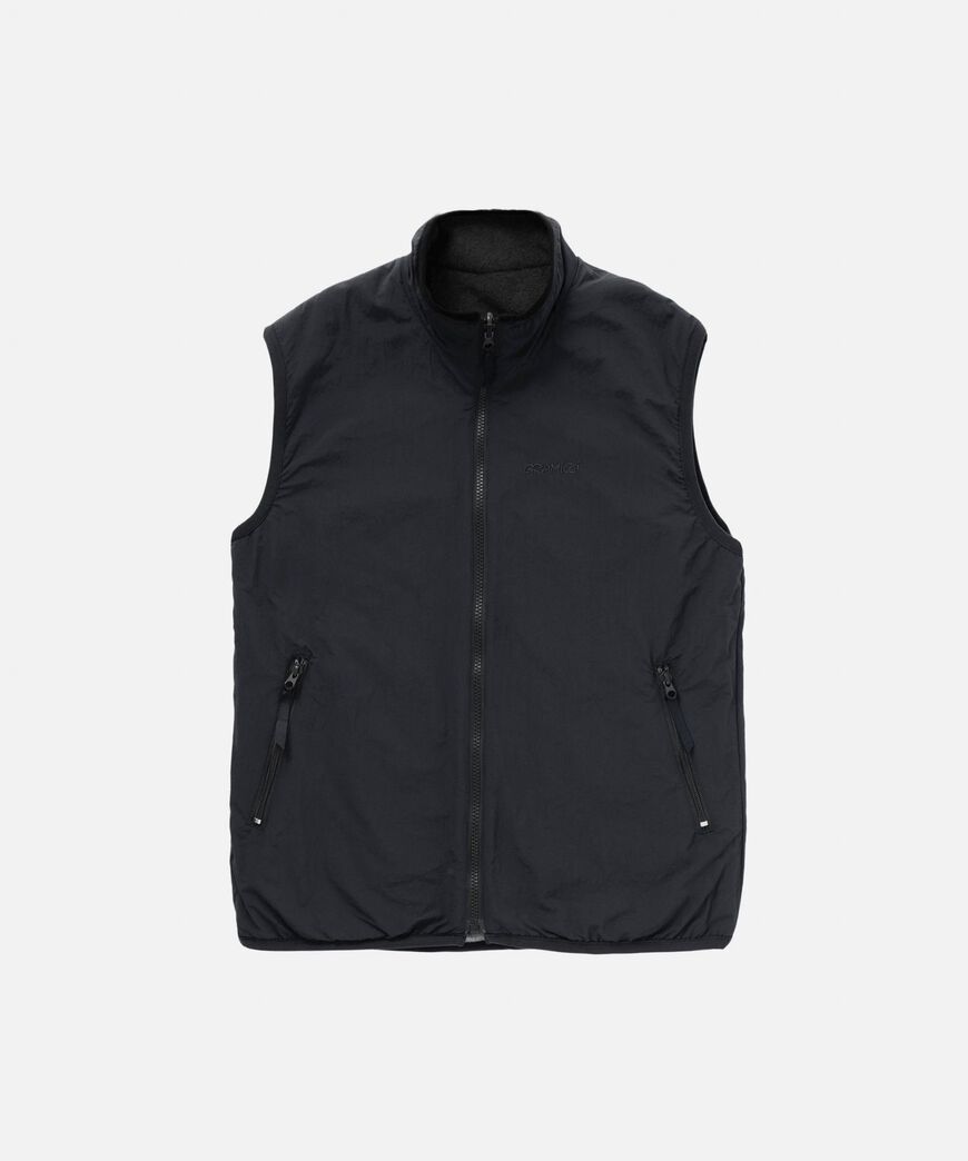 REVERSIBLE FLEECE VEST,BLACK, large image number 1