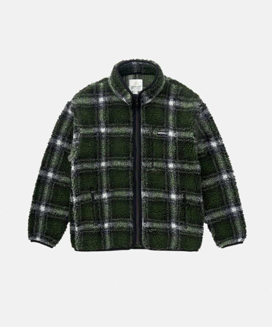 SHADOW PLAID SHERPA JACKET,OLIVE SHADOW PLAID, large image number 0