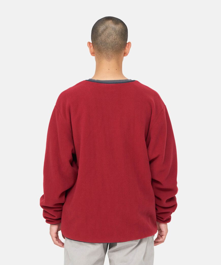 FLEECE CARDIGAN ZIP-UP,DEEP MAROON, large image number 7