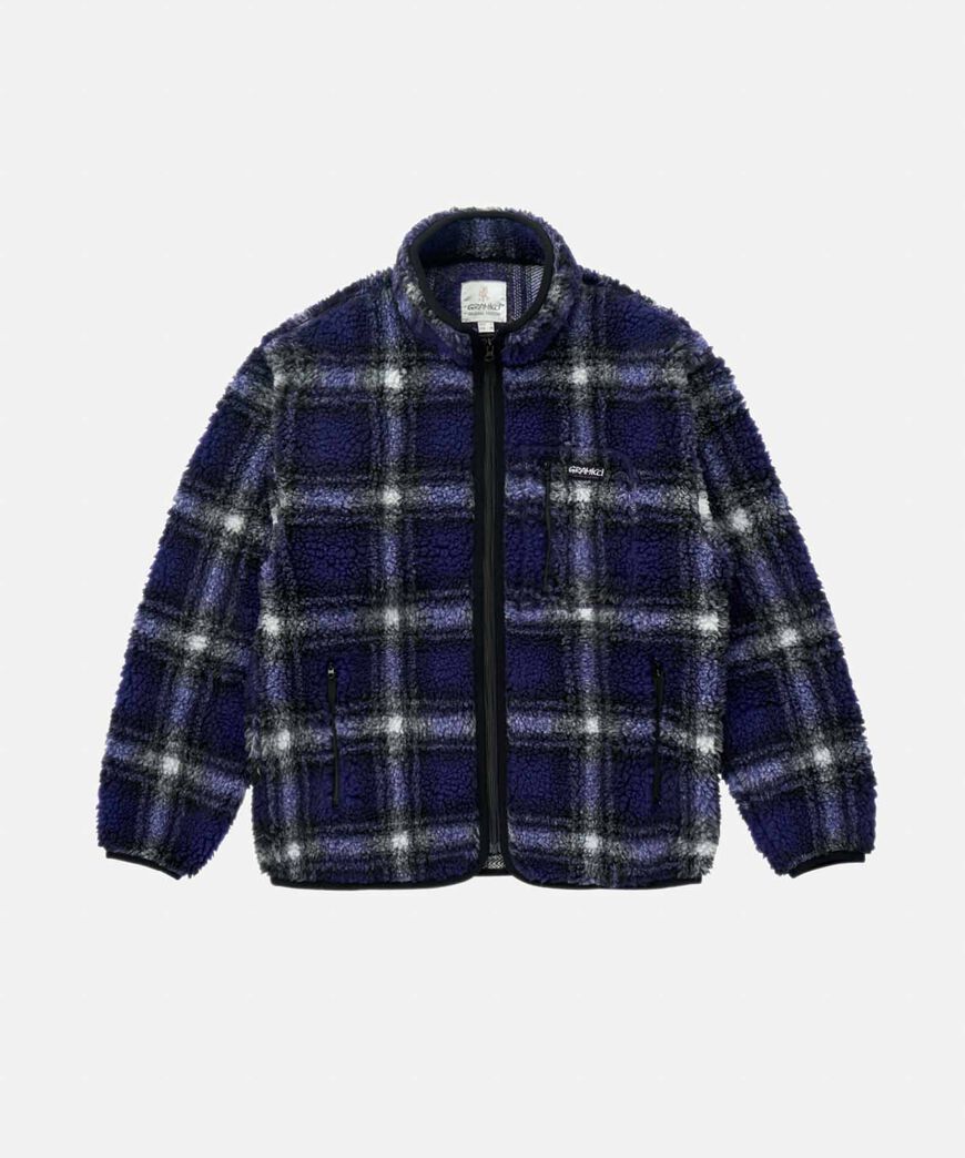 SHADOW PLAID SHERPA JACKET,PURPLE SHADOW PLAID, large image number 0