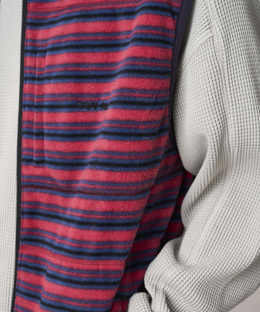 THERMAL FLEECE REVERSIBLE VEST,BERRY STRIPE, large image number 7