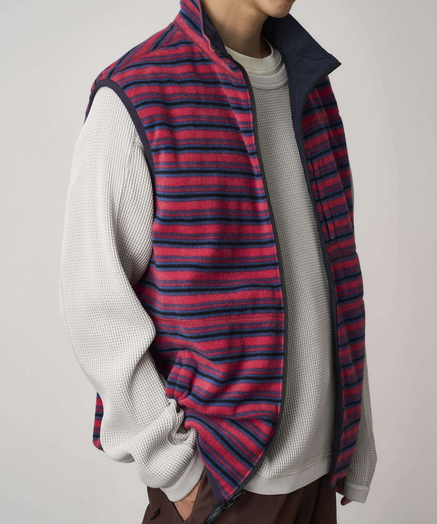 THERMAL FLEECE REVERSIBLE VEST,BERRY STRIPE, large image number 6