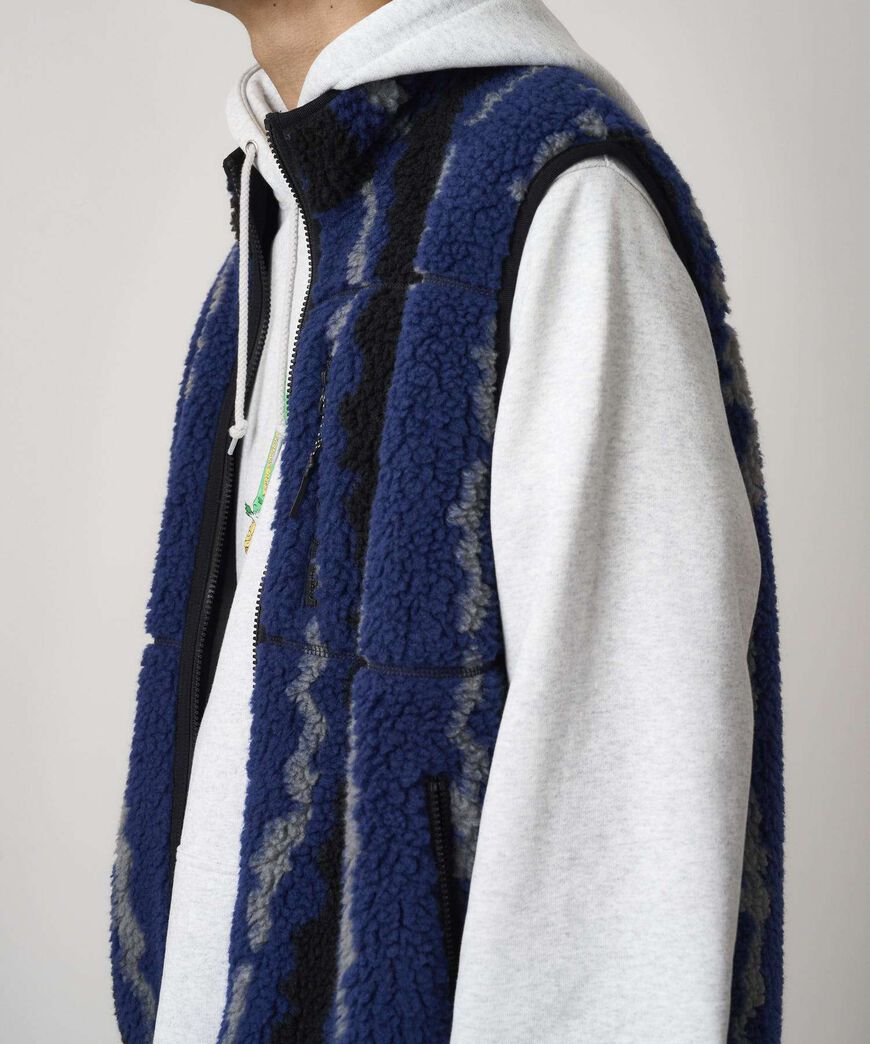 RIPPLE SHERPA VEST,NAVY RIPPLE, large image number 8