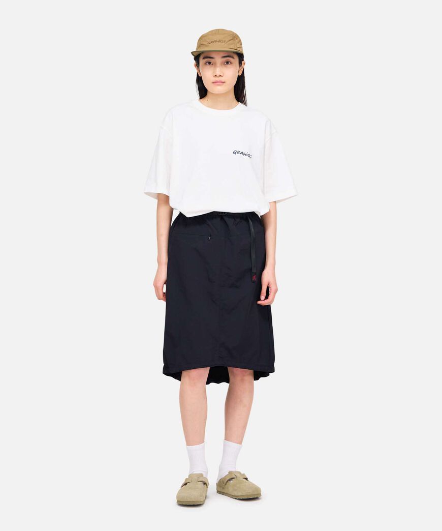 NYLON PACKABLE MIDI SKIRT,BLACK, large image number 2