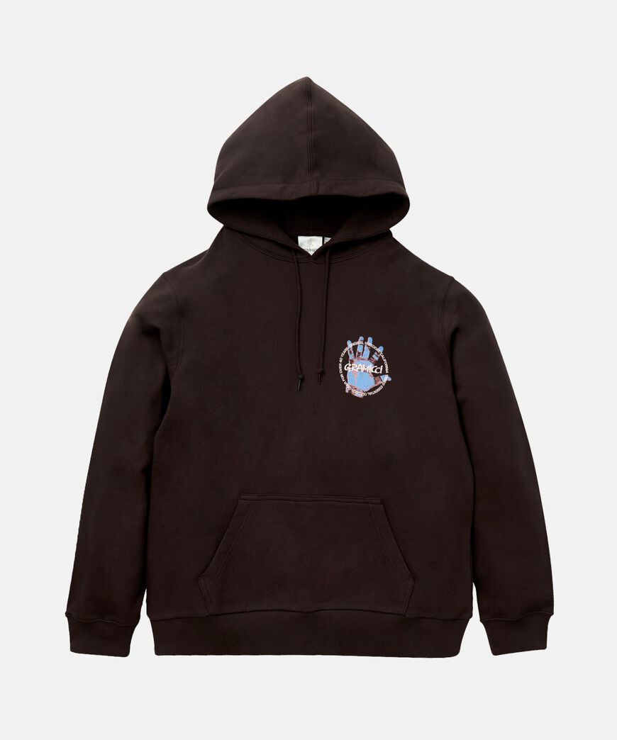 CLIMBER’S HAND HOODED SWEATSHIRT,DARK BROWN, large image number 0