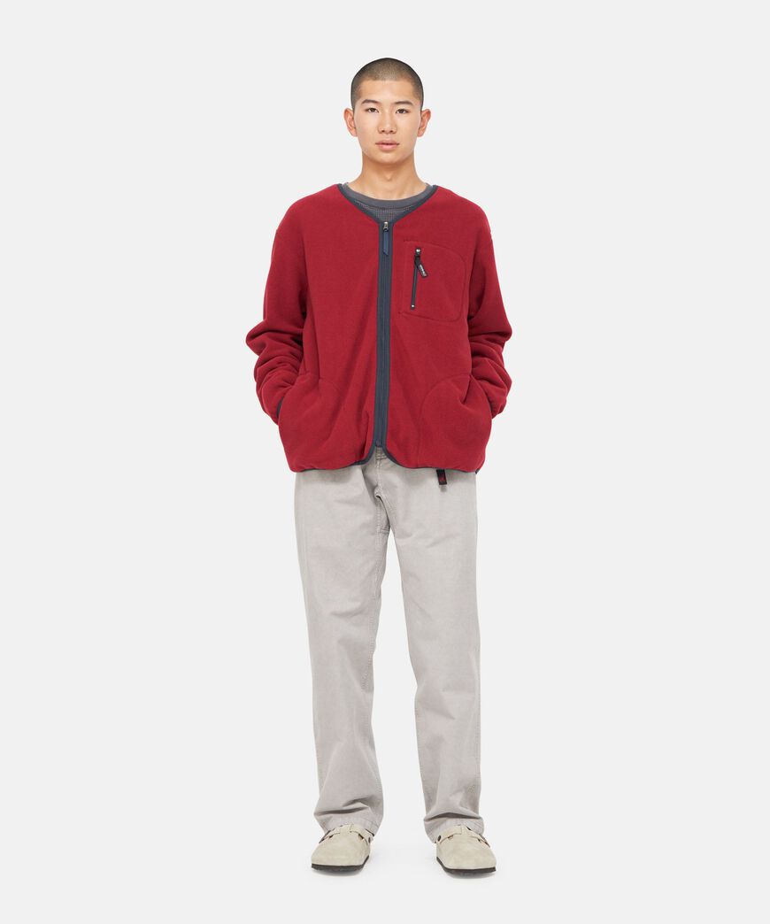 FLEECE CARDIGAN ZIP-UP,DEEP MAROON, large image number 3