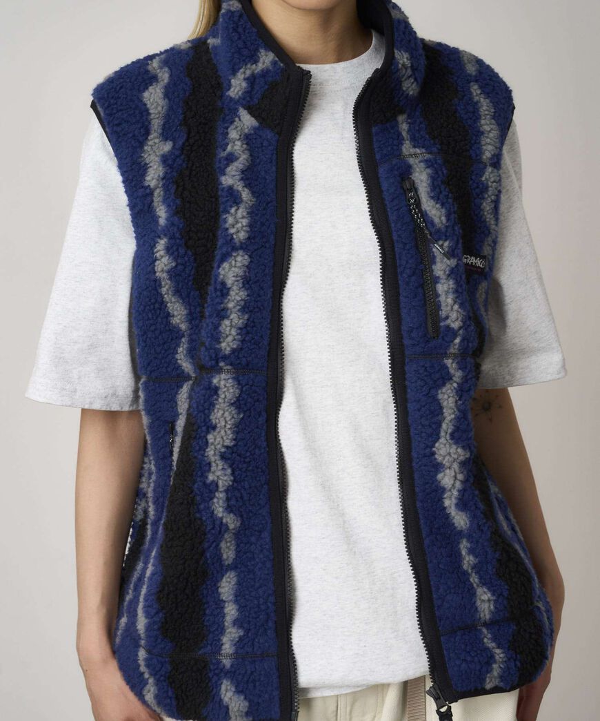 RIPPLE SHERPA VEST,NAVY RIPPLE, large image number 6