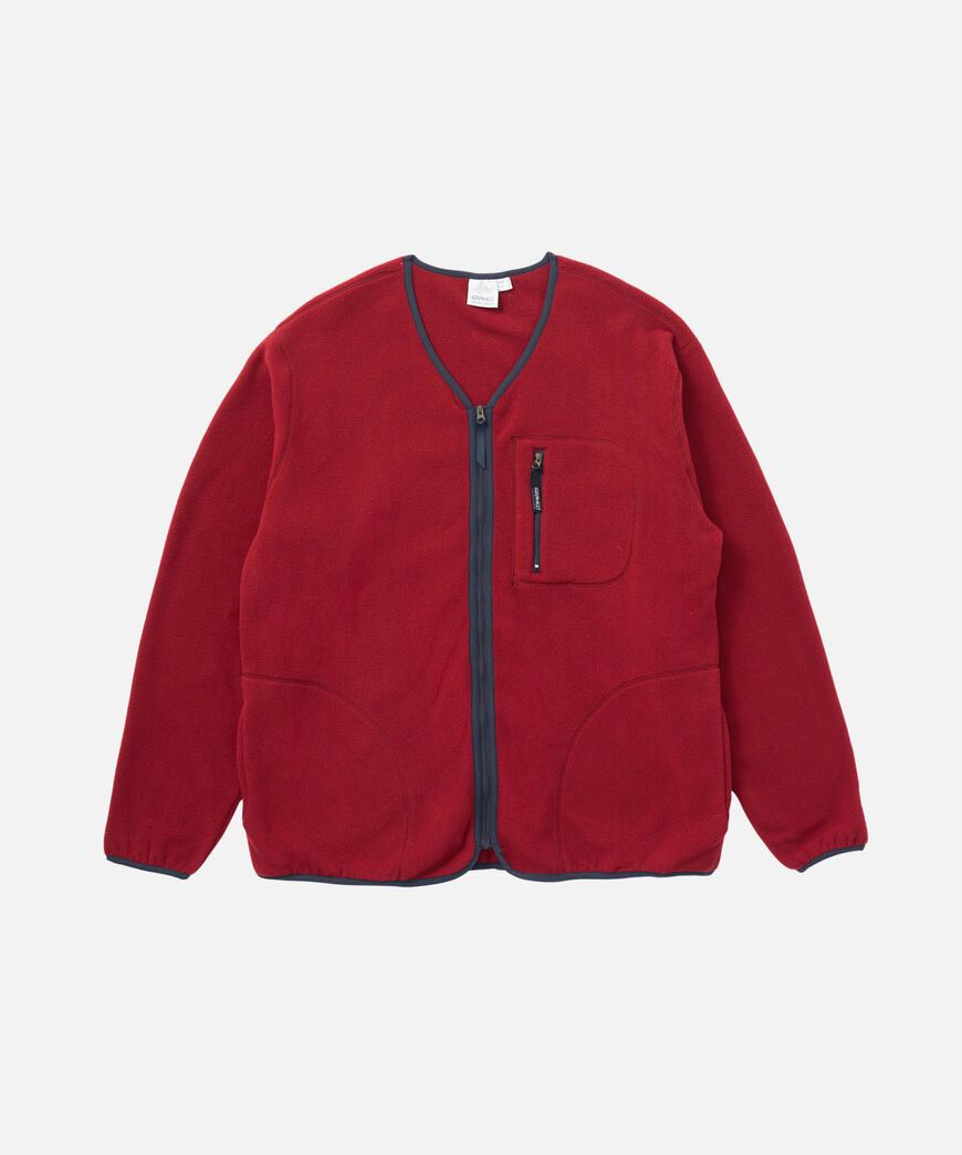 FLEECE CARDIGAN ZIP-UP,DEEP MAROON, large image number 0