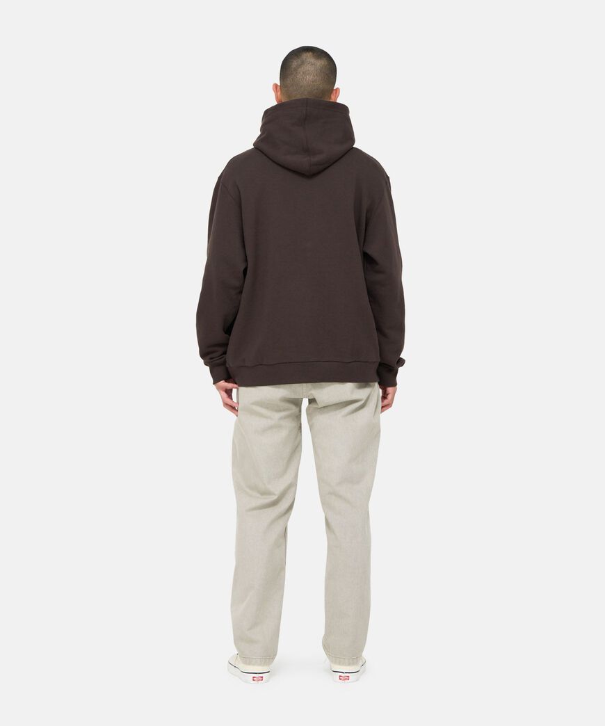 ONE POINT HOODED SWEATSHIRT,DARK BROWN, large image number 3