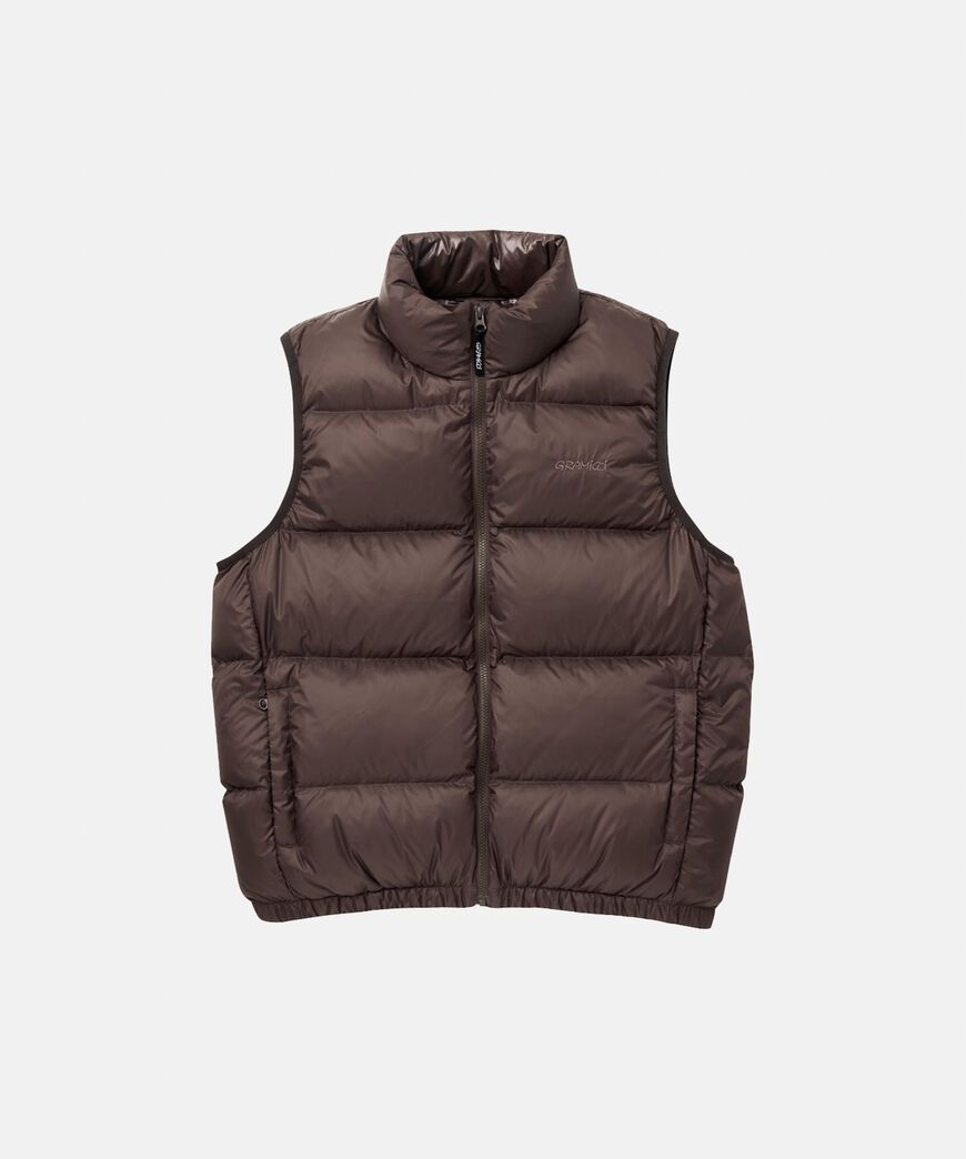 DOWN PUFFER VEST,DARK BROWN, large image number 0