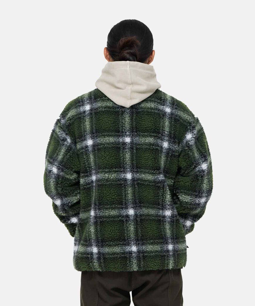 SHADOW PLAID SHERPA JACKET,OLIVE SHADOW PLAID, large image number 5