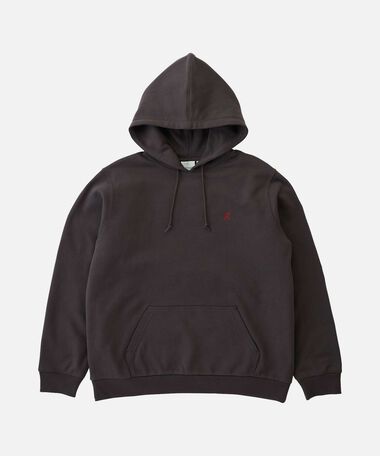 ONE POINT HOODED SWEATSHIRT,DEEP BROWN, medium