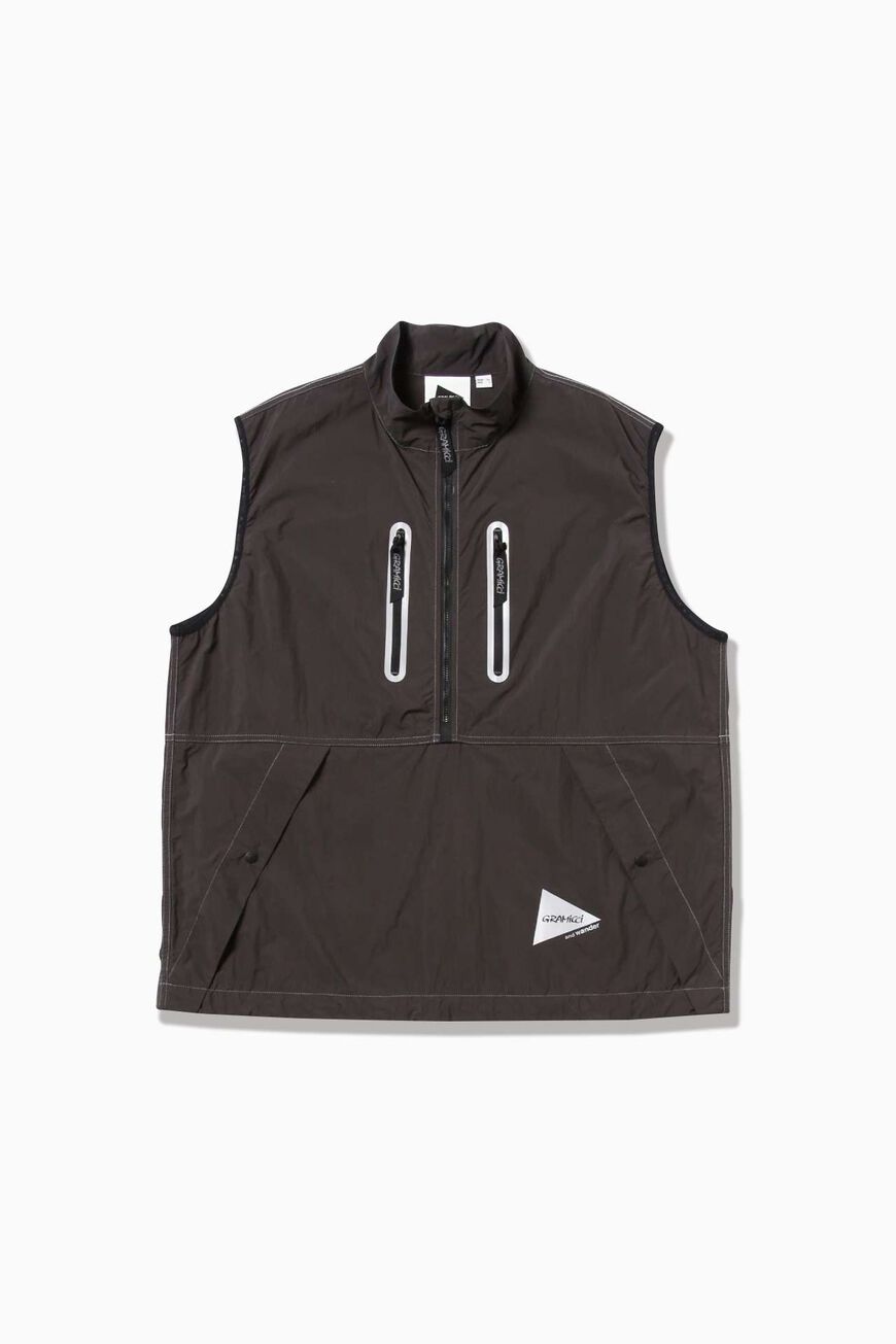 BRUSHED NYLON VEST,CHARCOAL, large image number 0