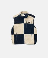 CHECKERED SHERPA VEST,NATURAL / NAVY CHECK, small image number 0