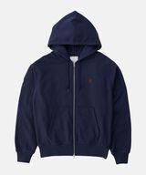 ONE POINT ZIP HOODED SWEATSHIRT,NAVY, small image number 0