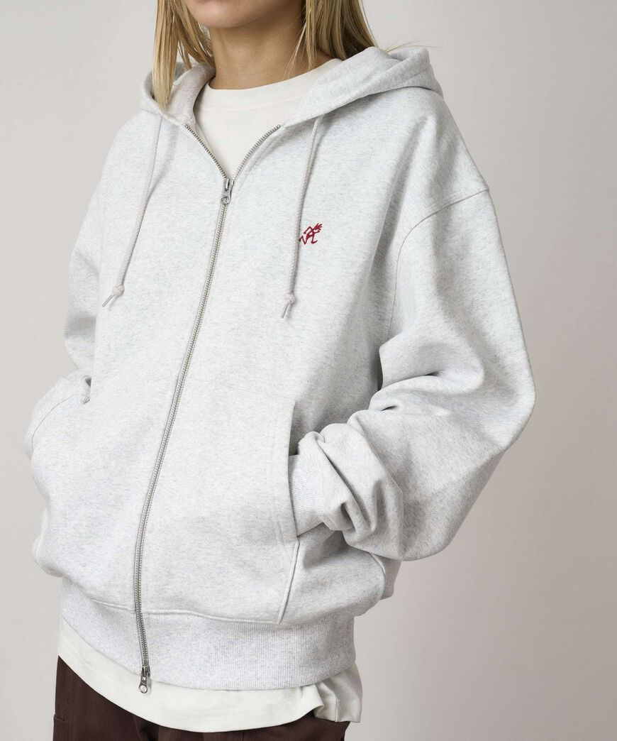 ONE POINT ZIP HOODED SWEATSHIRT,HEATHER ASH, large image number 2