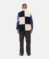 CHECKERED SHERPA VEST,NATURAL / NAVY CHECK, small image number 2