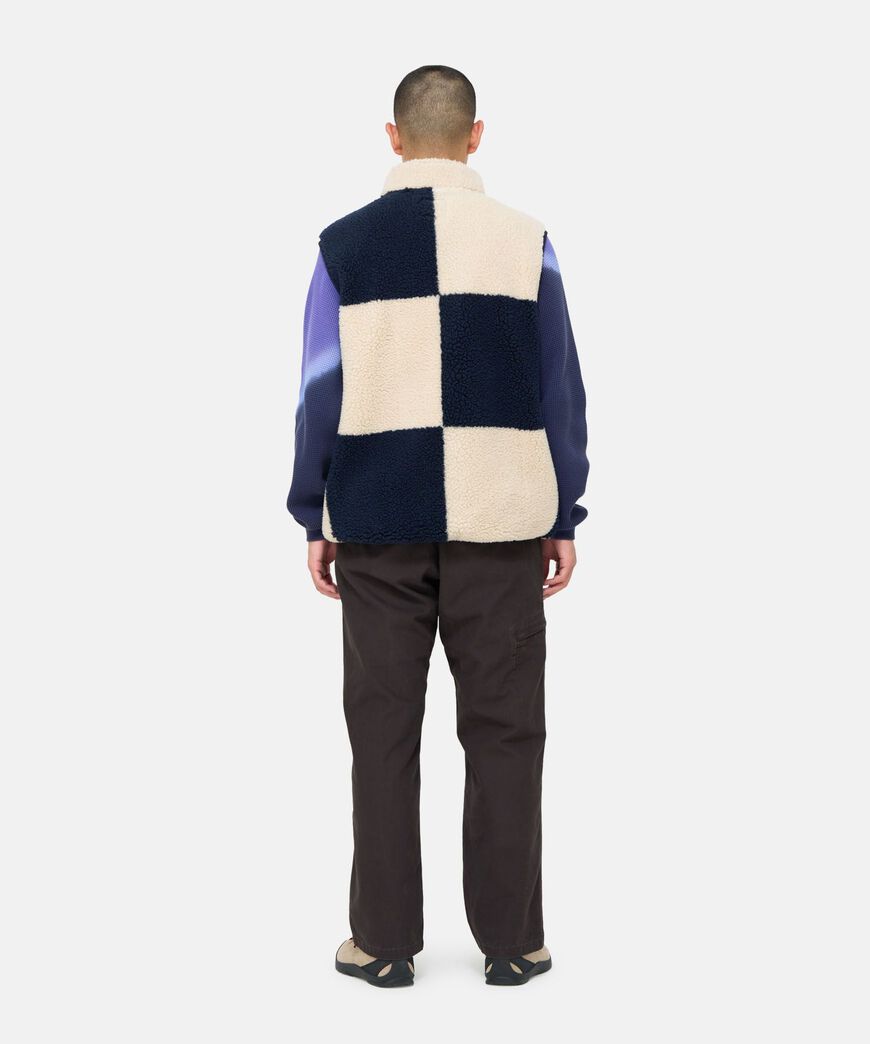 CHECKERED SHERPA VEST,NATURAL / NAVY CHECK, large image number 2