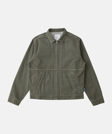 JAPANESE SLUB DENIM JACKET,DARK SAGE, medium