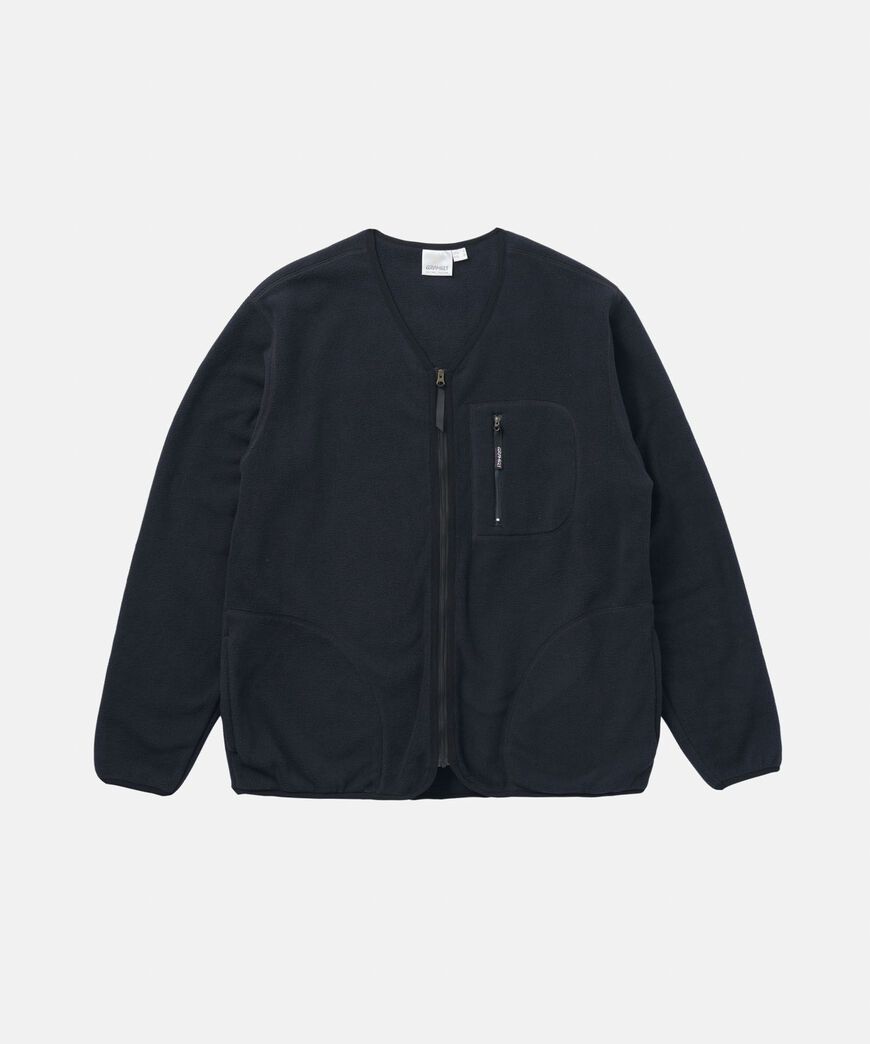 FLEECE CARDIGAN ZIP-UP,BLACK, large image number 0