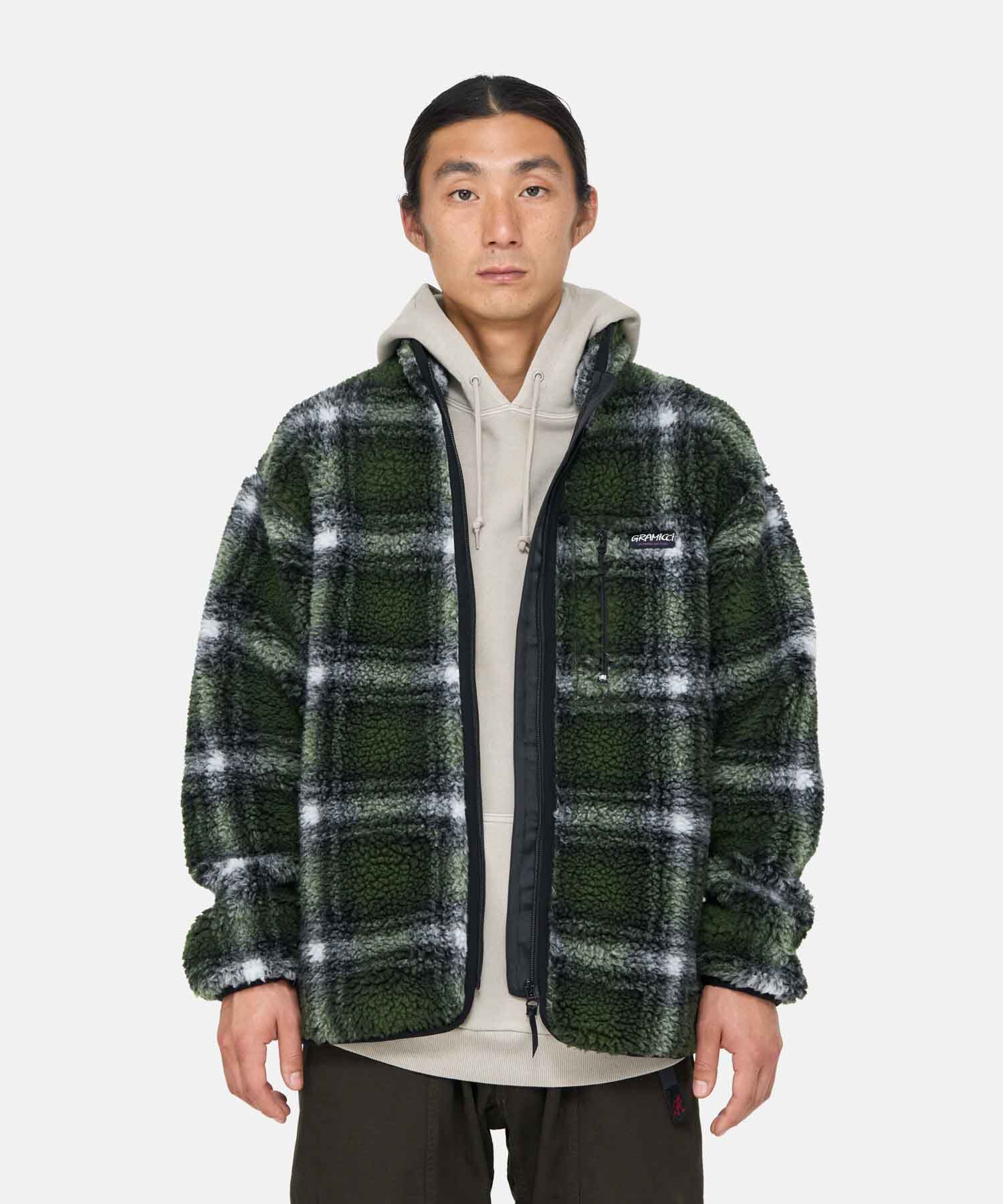Green plaid sherpa jacket discount