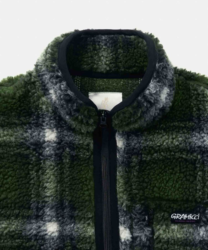 SHADOW PLAID SHERPA JACKET,OLIVE SHADOW PLAID, large image number 7