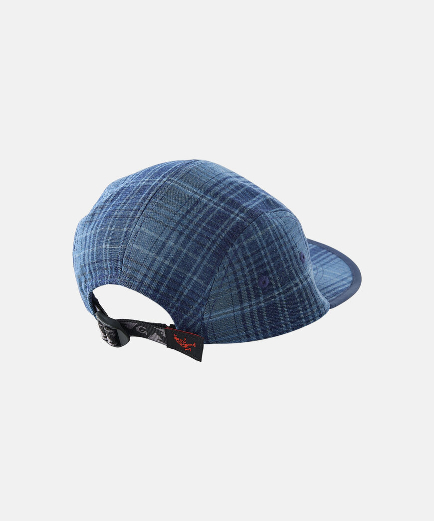 LONG BILL CAP,INDIGO CHECKERED PLAID, large image number 1