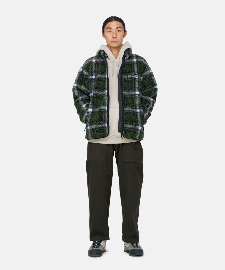 SHADOW PLAID SHERPA JACKET,OLIVE SHADOW PLAID, large image number 1