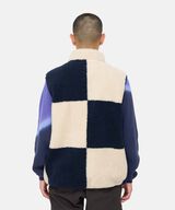 CHECKERED SHERPA VEST,NATURAL / NAVY CHECK, small image number 5
