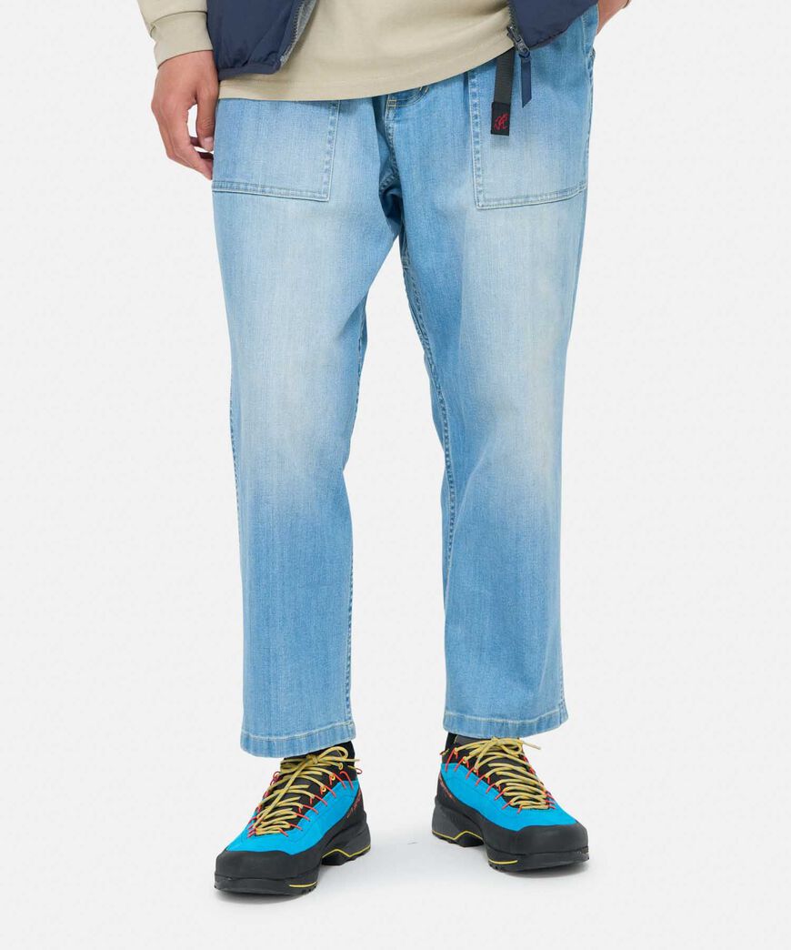 STRETCH DENIM LOOSE TAPERED PANT,DARK USED, large image number 5