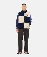 CHECKERED SHERPA VEST,NATURAL / NAVY CHECK, small image number 1