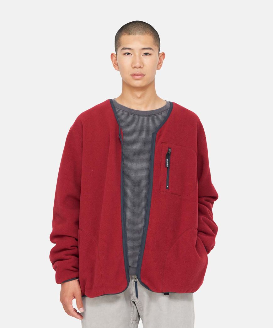 FLEECE CARDIGAN ZIP-UP,DEEP MAROON, large image number 8