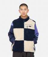 CHECKERED SHERPA VEST,NATURAL / NAVY CHECK, small image number 4
